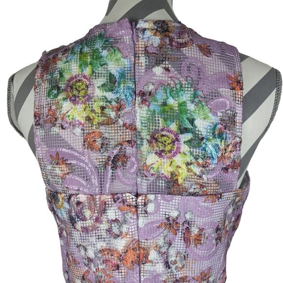 BADGLEY MISCHKA BELLE Nadia Dress Floral Sleeveless A-line Cocktail Lilac Size 6 - Picture 6 of 15